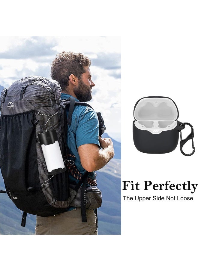 قضية السيليكون لـ JBL Tune Flex 2 سماعة بلوتوث محمولة مقاومة للصدمة مع كرابين (أسود) - Image 5