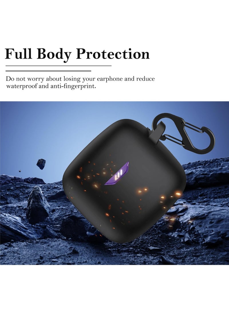 قضية السيليكون لـ JBL Tune Flex 2 سماعة بلوتوث محمولة مقاومة للصدمة مع كرابين (أسود) - Image 2