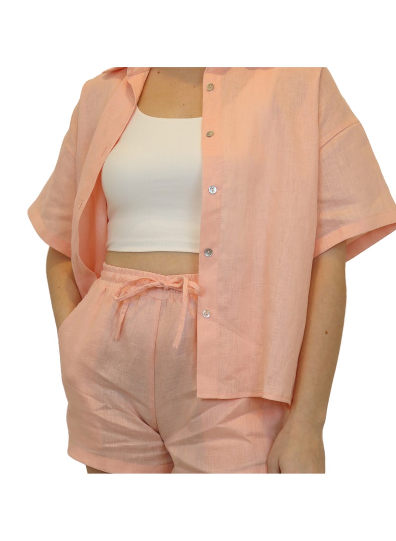 Natural Fashion Linen loose fit shorts  - Image 3