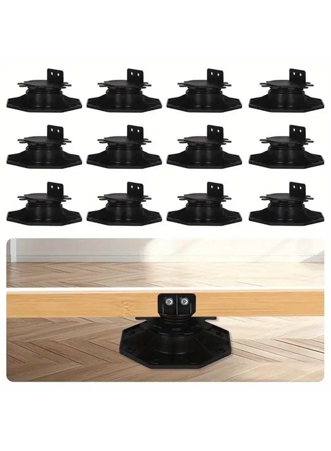 12Pcs Adjustable Plastic Floor Support Lift For Wood Stone Deck Base Sturdy Terrace - Image 1