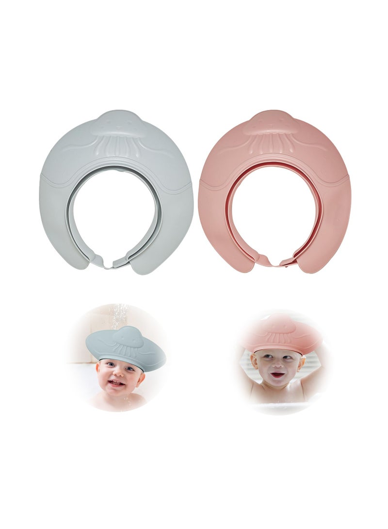 طقم 2 قبعات استحمام للأطفال قابلة للتعديل آمنة ومقاومة للماء لحماية الأطفال والرضع تصميم مرن مريح مثالي للأطفال فوق 6 أشهر - Image 1