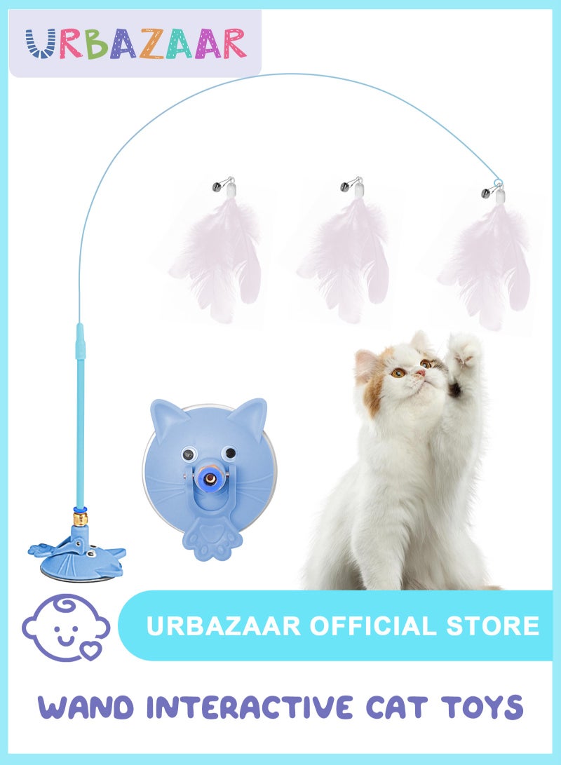 URbazaar Cat Feather Toys,Cat Wand Toy with Powerful Suction Cup,Interactive Cat Toy Detachable Feather Replacements with Bell for Indoor Cats （2 Extra Feathers） - Image 1