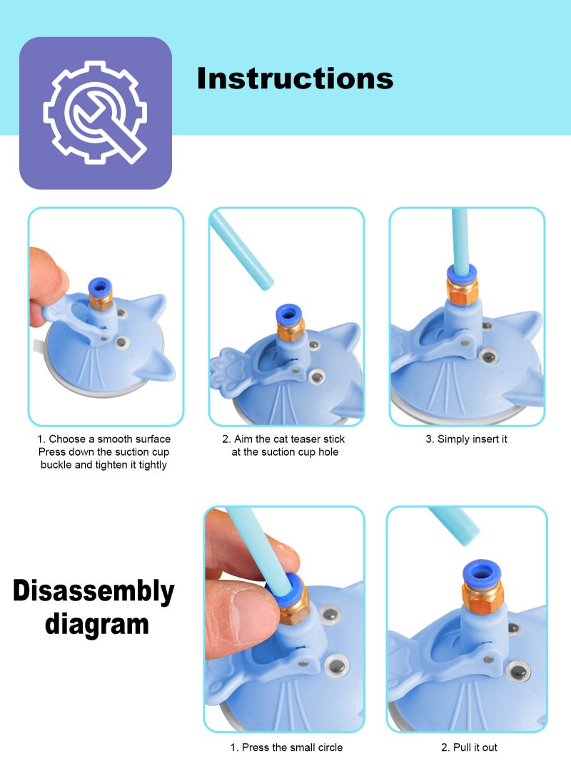 URbazaar Cat Feather Toys,Cat Wand Toy with Powerful Suction Cup,Interactive Cat Toy Detachable Feather Replacements with Bell for Indoor Cats （2 Extra Feathers） - Image 3