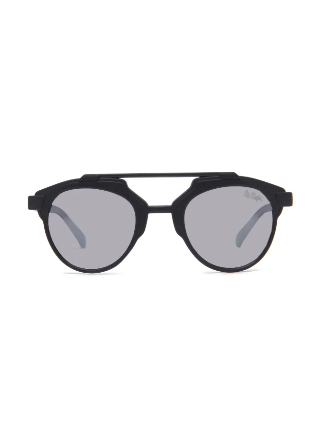 لي كوبر Polarized PC Silver Mirror with Fashion type, Round Shape48-17-130 mm Size, 0.74MM POLARZIED Lens Material, Black Frame Color