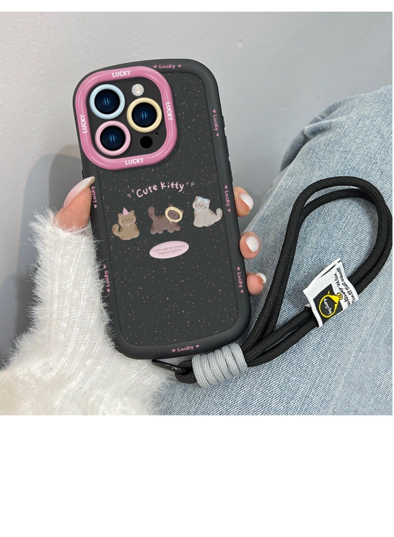 NIBEMINENT Coffee Kitty Protective TPU Case Cover For iPhone 17 Air, Hand Rope/Black