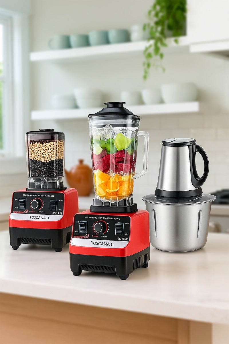 توسكانا يو 3 في 1 مجموعة فرامة لحوم و خضار كهربائية سعة 5 لتر و خلاط متعدد الوظائف مع مطحنة سعة 2 لتر - Image 1