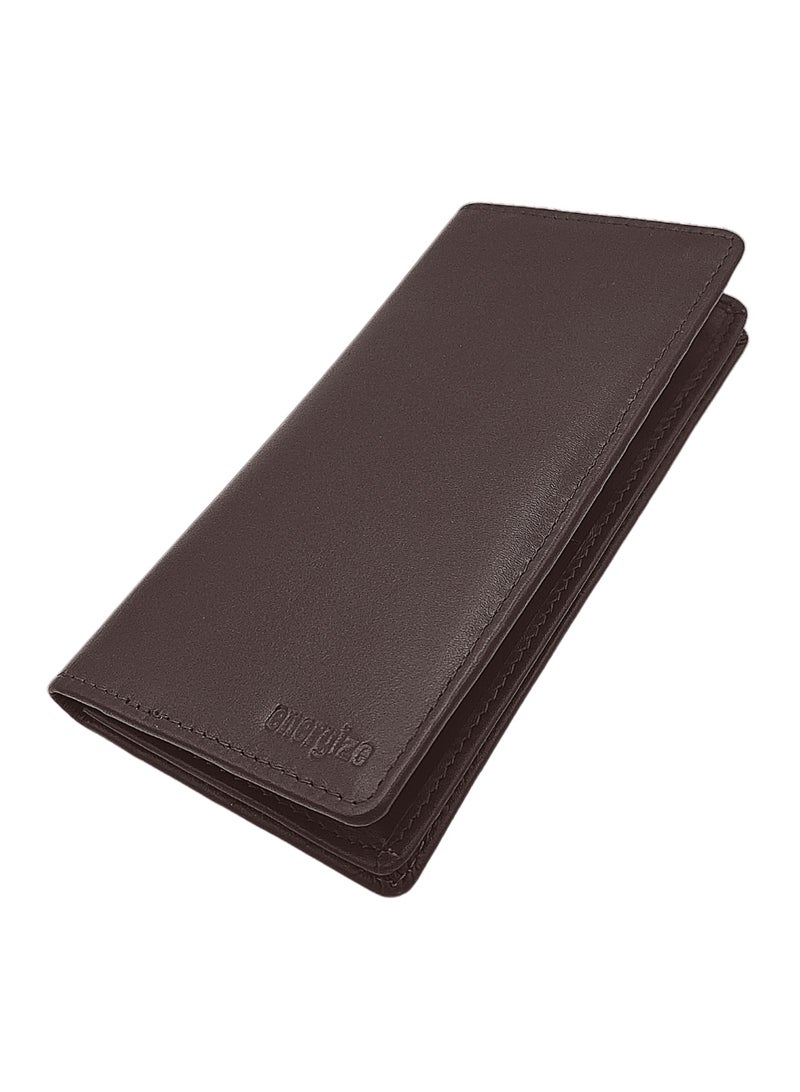 Energize Long Genuine Leather Wallet for Men, Premium Leather Material with Versatile Compartment, Ideal for Traveling & Daily Use, Perfect Gift for Any Occasion- Chocolate - Image 1