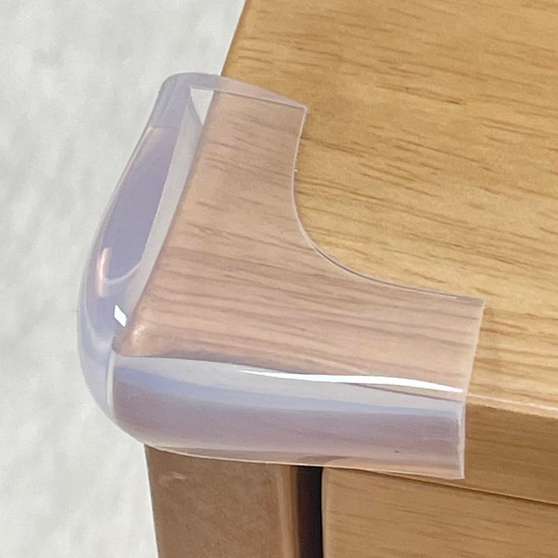 Angloria Food-Graded Silicone Clear Corner Protectors, Baby Proofing Table Edge Guards, Pre-Tapep Adhesive Soft for Kids Child Safety Proof, Cabinets Counter Furniture Bumpers (4, 3/5x3/5 in (Width)) - Image 1