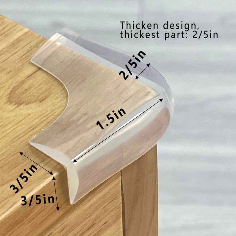 Angloria Food-Graded Silicone Clear Corner Protectors, Baby Proofing Table Edge Guards, Pre-Tapep Adhesive Soft for Kids Child Safety Proof, Cabinets Counter Furniture Bumpers (4, 3/5x3/5 in (Width)) - Image 3