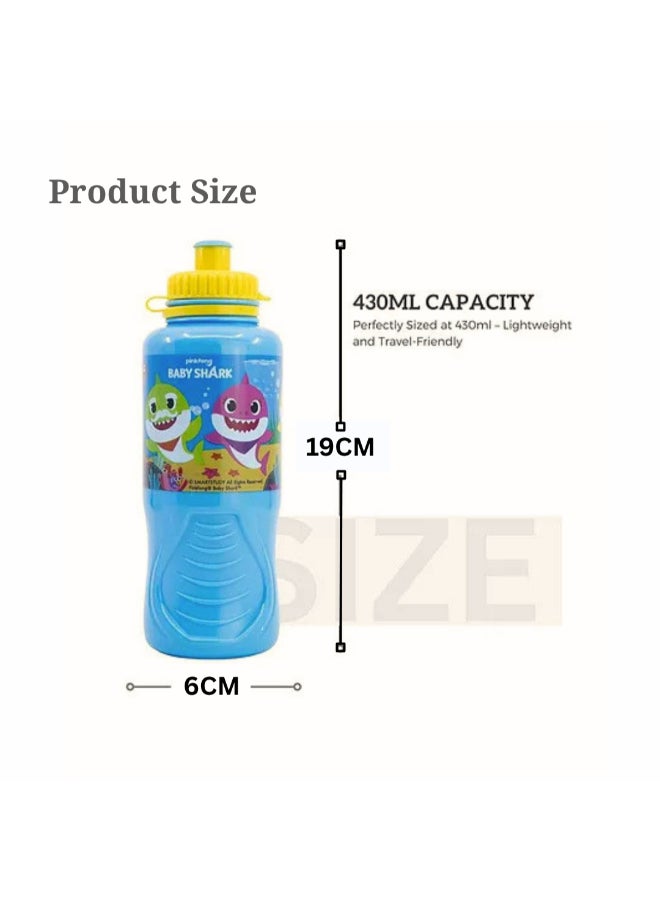 Stor Baby Shark Ergo Sport Water Bottle for Kids – 430ml BPA-Free Leakproof Sipper Bottle with Easy Grip Design, Lightweight Durable School Water Bottle for Daily Hydration, Travel & Outdoor Use - Image 3
