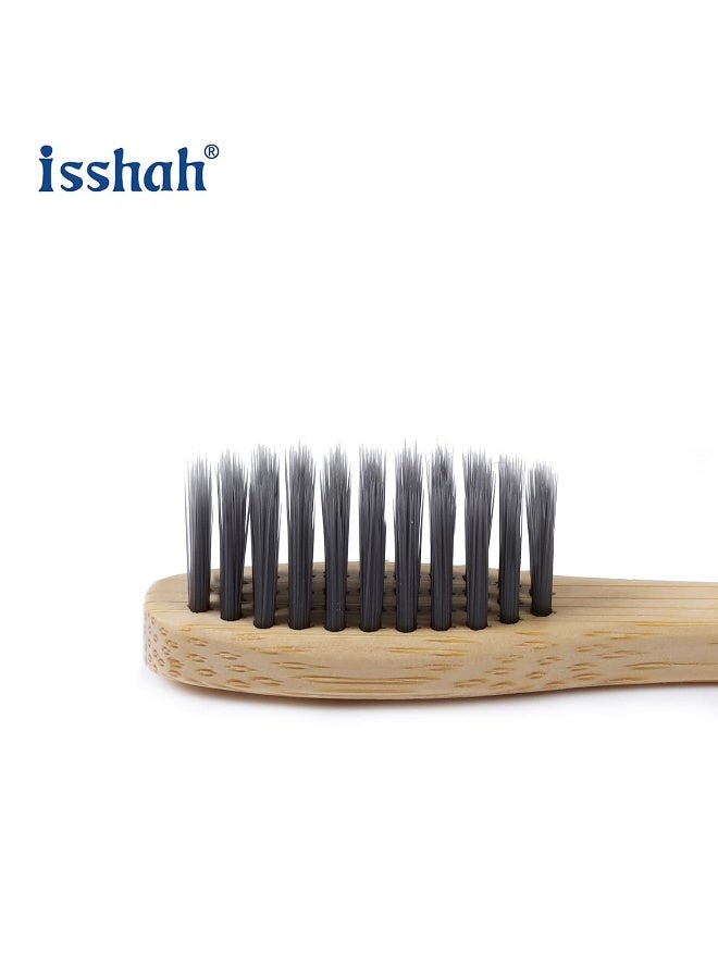 Isshah Biodegradable EcoFriendly Natural Bamboo Charcoal Toothbrushes FSC Certified and PETA Approved 12 Count - Image 3