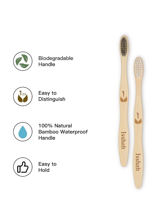 Isshah Biodegradable EcoFriendly Natural Bamboo Charcoal Toothbrushes FSC Certified and PETA Approved 12 Count - Image 2
