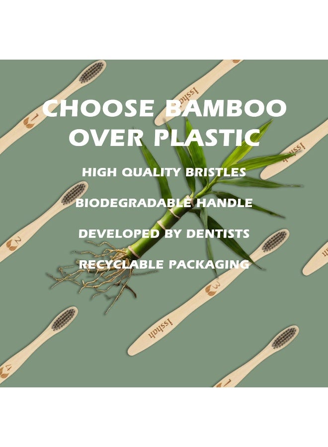 Isshah Biodegradable EcoFriendly Natural Bamboo Charcoal Toothbrushes FSC Certified and PETA Approved 12 Count - Image 5