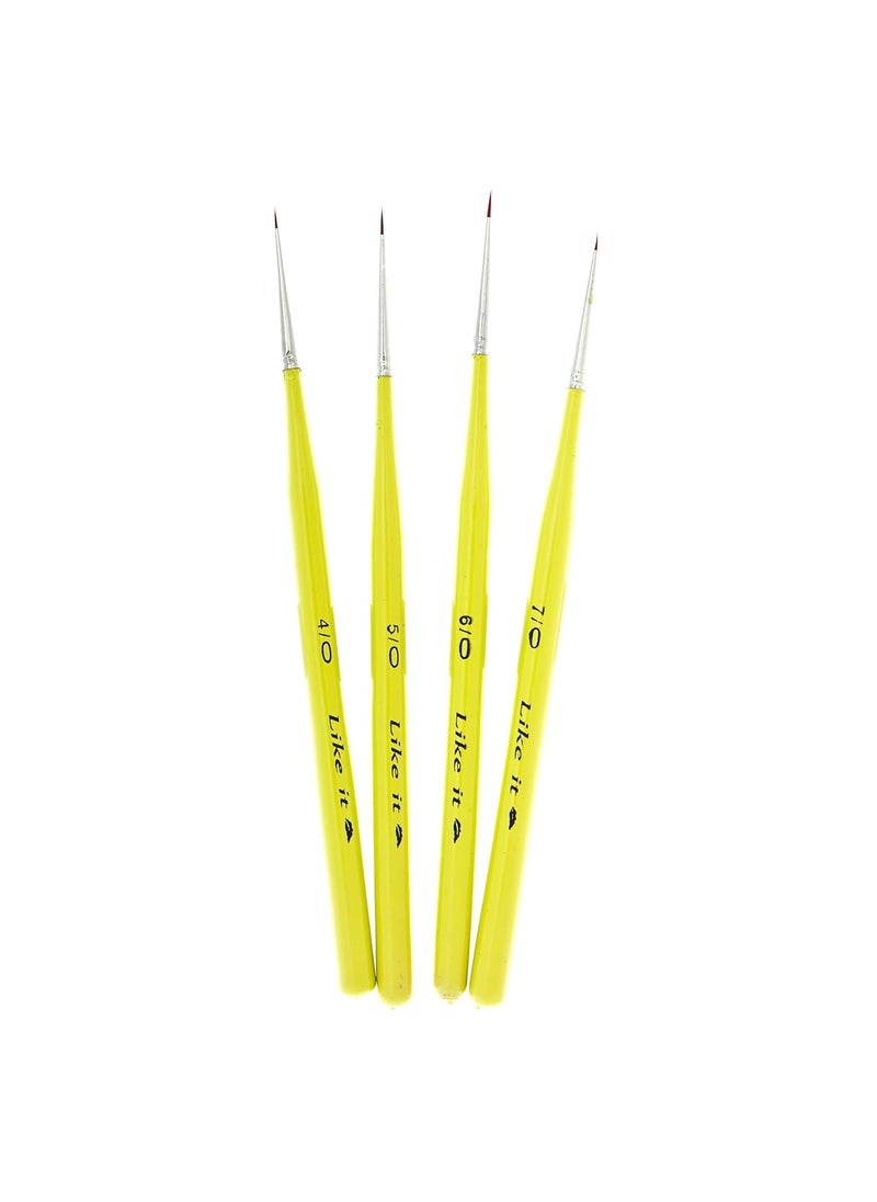 Like-It - Like it Ultra Micro Spotter Set of 4 Kolinsky Synthetic Size 70 60 50 40 Spotter Detailer Micro Brushes - Image 1