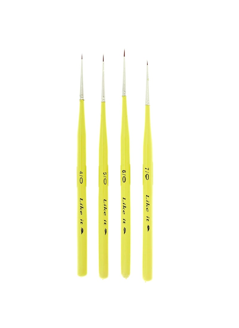 Like-It - Like it Ultra Micro Spotter Set of 4 Kolinsky Synthetic Size 70 60 50 40 Spotter Detailer Micro Brushes - Image 1