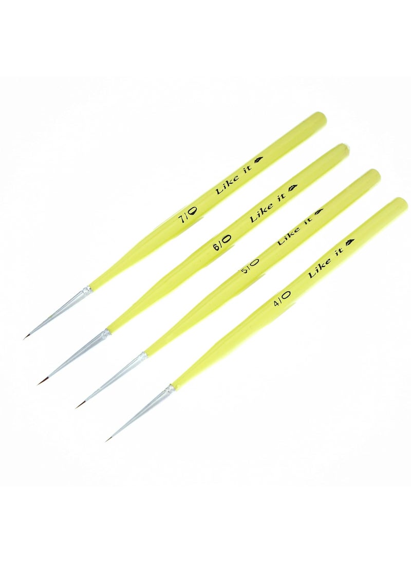 Like-It - Like it Ultra Micro Spotter Set of 4 Kolinsky Synthetic Size 70 60 50 40 Spotter Detailer Micro Brushes - Image 1