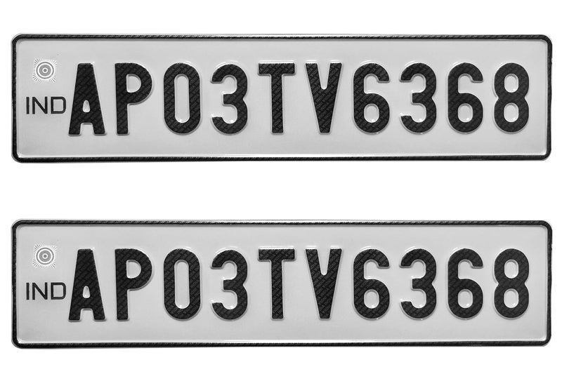 Car Number Plate Front and Back 19.75 inches for All Branded Four Wheelers | Non-hsrp Without bar Code Serial Number | Plate coulor White - Image 1
