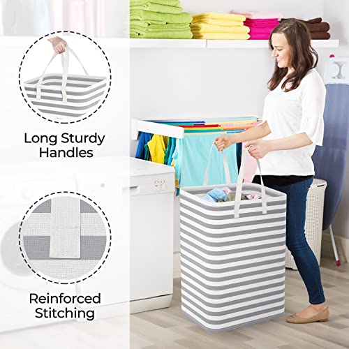 StorageRight Laundry Basket Hamper Large Collapsible Laundry Hamper with Easy Carry Handles，Freestanding Clothes Hampers for Laundry, Bedroom, Dorm, Clothes, Towels, 75L, Grey - Image 4