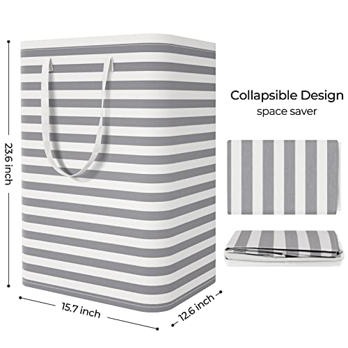 StorageRight Laundry Basket Hamper Large Collapsible Laundry Hamper with Easy Carry Handles，Freestanding Clothes Hampers for Laundry, Bedroom, Dorm, Clothes, Towels, 75L, Grey - Image 2