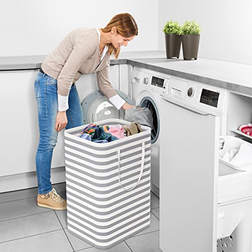 StorageRight Laundry Basket Hamper Large Collapsible Laundry Hamper with Easy Carry Handles，Freestanding Clothes Hampers for Laundry, Bedroom, Dorm, Clothes, Towels, 75L, Grey - Image 5