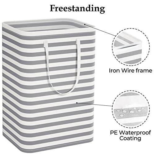 StorageRight Laundry Basket Hamper Large Collapsible Laundry Hamper with Easy Carry Handles，Freestanding Clothes Hampers for Laundry, Bedroom, Dorm, Clothes, Towels, 75L, Grey - Image 3
