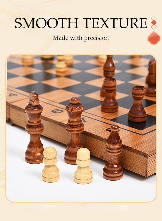 DUNISO مجموعة شطرنج مغناطيسية ألعاب لوحية خشبية قابلة للطي مصنوعة يدويًا مجموعة شطرنج محمولة 13.3" ألعاب شطرنج سفر ألعاب تقليدية استراتيجية للأطفال والكبار ألعاب تعليمية هدايا - Image 2