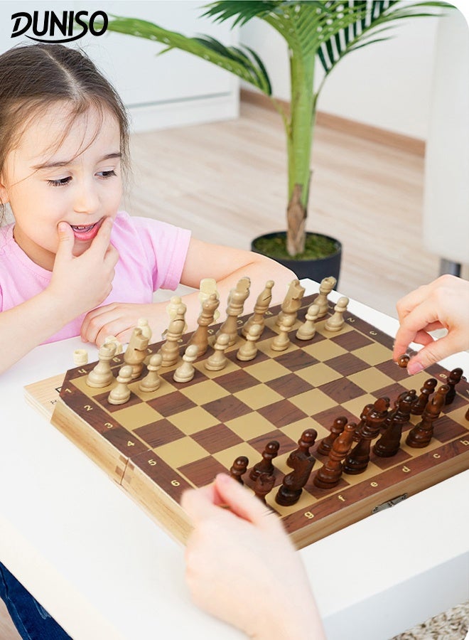 DUNISO مجموعة شطرنج مغناطيسية ألعاب لوحية خشبية قابلة للطي مصنوعة يدويًا مجموعة شطرنج محمولة 13.3" ألعاب شطرنج سفر ألعاب تقليدية استراتيجية للأطفال والكبار ألعاب تعليمية هدايا - Image 1