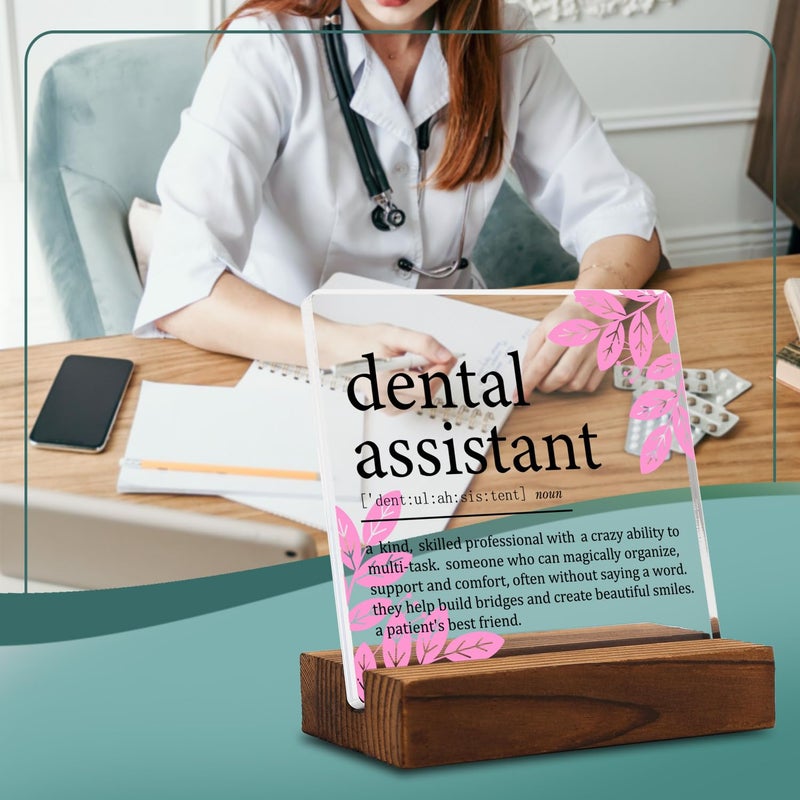 YODOCAMP Appreciation Gifts for Dental Assistant Clear Desk Decor Sign  Dental Assistant Definition Thank You Gift for Her Graduation Retirement  Dentist Plaque Signs for Dental Clinic office Decor - Image 3