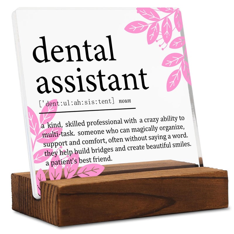 YODOCAMP Appreciation Gifts for Dental Assistant Clear Desk Decor Sign  Dental Assistant Definition Thank You Gift for Her Graduation Retirement  Dentist Plaque Signs for Dental Clinic office Decor - Image 1