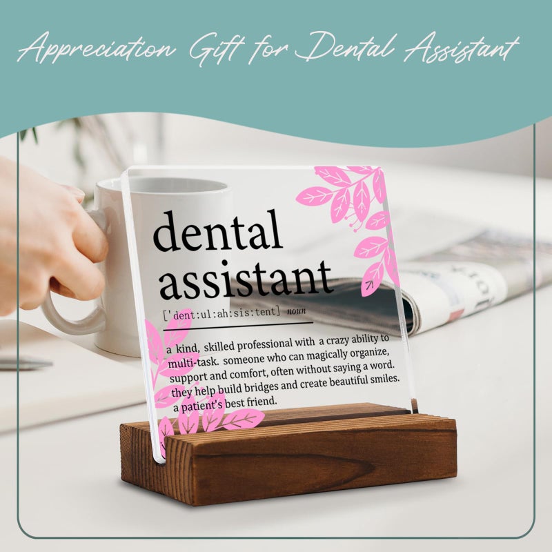 YODOCAMP Appreciation Gifts for Dental Assistant Clear Desk Decor Sign  Dental Assistant Definition Thank You Gift for Her Graduation Retirement  Dentist Plaque Signs for Dental Clinic office Decor - Image 5
