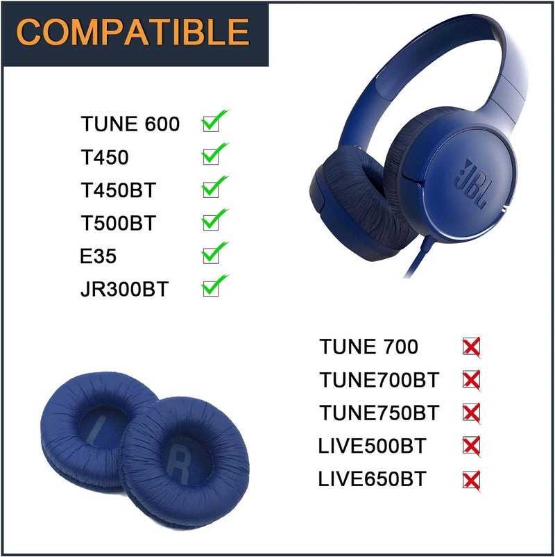 Street27® Earpad Cushion Compatible with JBL C300SI, T250SI, T450, T460BT, T600, T500BT, 520BT Headphones, Frog Leather & Soft Memory Foam 70mm Ear Pads Cushions (Blue) - Image 5