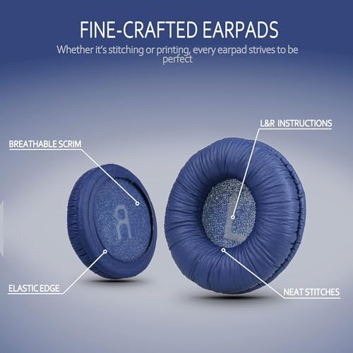 Street27® Earpad Cushion Compatible with JBL C300SI, T250SI, T450, T460BT, T600, T500BT, 520BT Headphones, Frog Leather & Soft Memory Foam 70mm Ear Pads Cushions (Blue) - Image 2