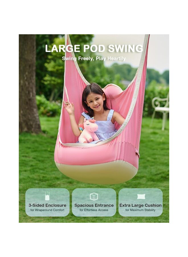 يُسلِّم أرجوحة أطفال مُحسّنة، كرسي أرجوحة معلق مع وسادة قابلة للنفخ، أرجوحة معلقة للأطفال للاستخدام الداخلي والخارجي، أرجوحة حسية للأطفال (اللون: أزرق) - Image 5