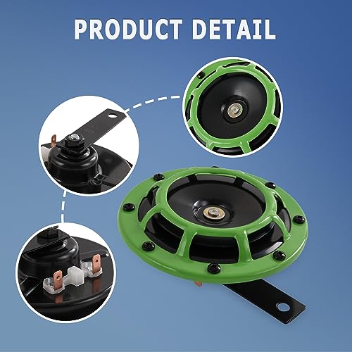 CARMOCAR Eletric Car Horn Kit 12V 135db Super Loud High Tone and Low Tone Metal Twin Horn Kit with Bracket for Cars Trucks SUVs RVs Vans Motorcycles Off Road Boats (Green) - Image 2