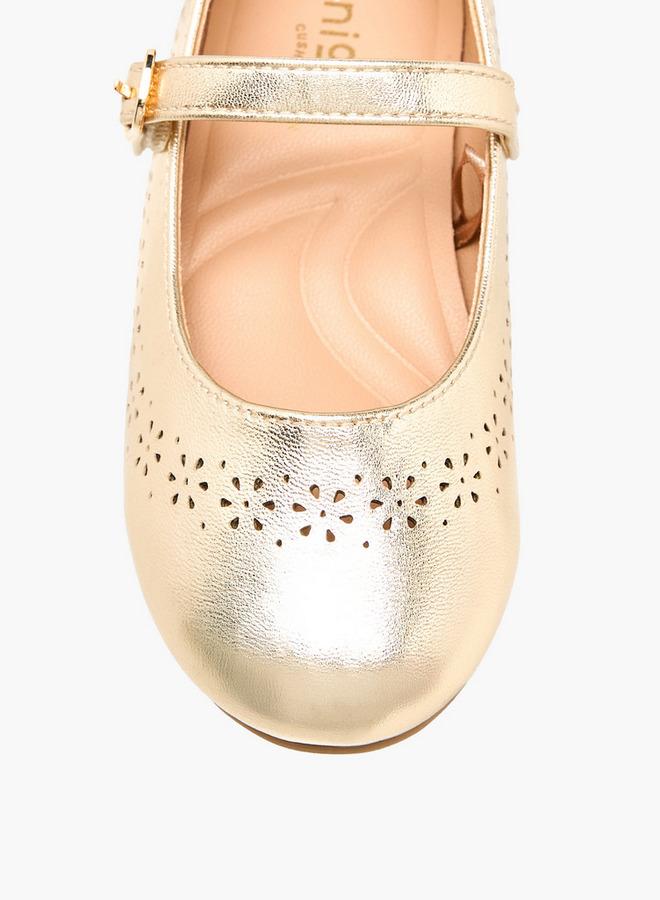 JUNIORS Girls Laser Cut Detail Mary Jane Shoes - Image 4