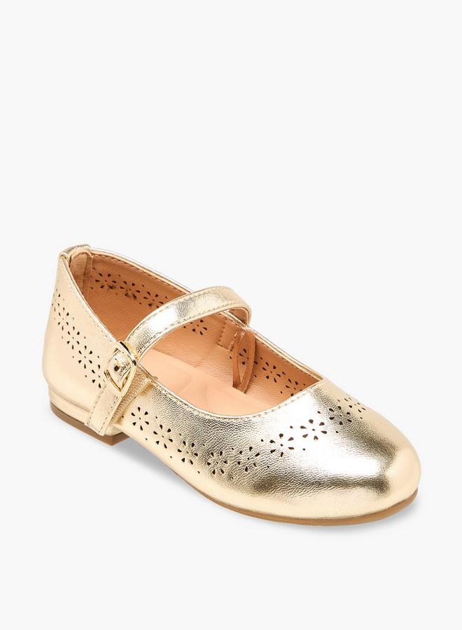 JUNIORS Girls Laser Cut Detail Mary Jane Shoes - Image 2