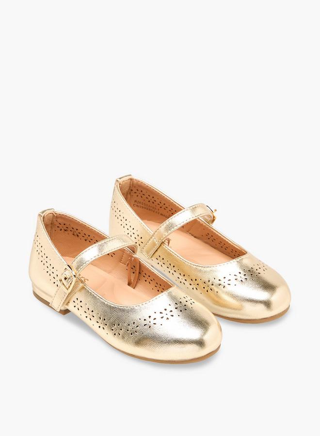 JUNIORS Girls Laser Cut Detail Mary Jane Shoes - Image 3