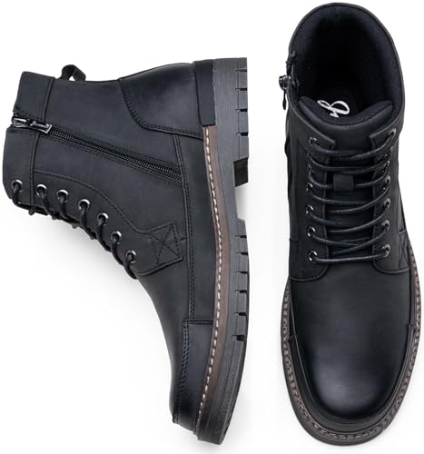 Jousen Mens Boots Casual Motorcycle Boot for Men Chukka Zipper Combat Dress Botas Para Hombre Fashion (AMY8117 black 11) - Image 4