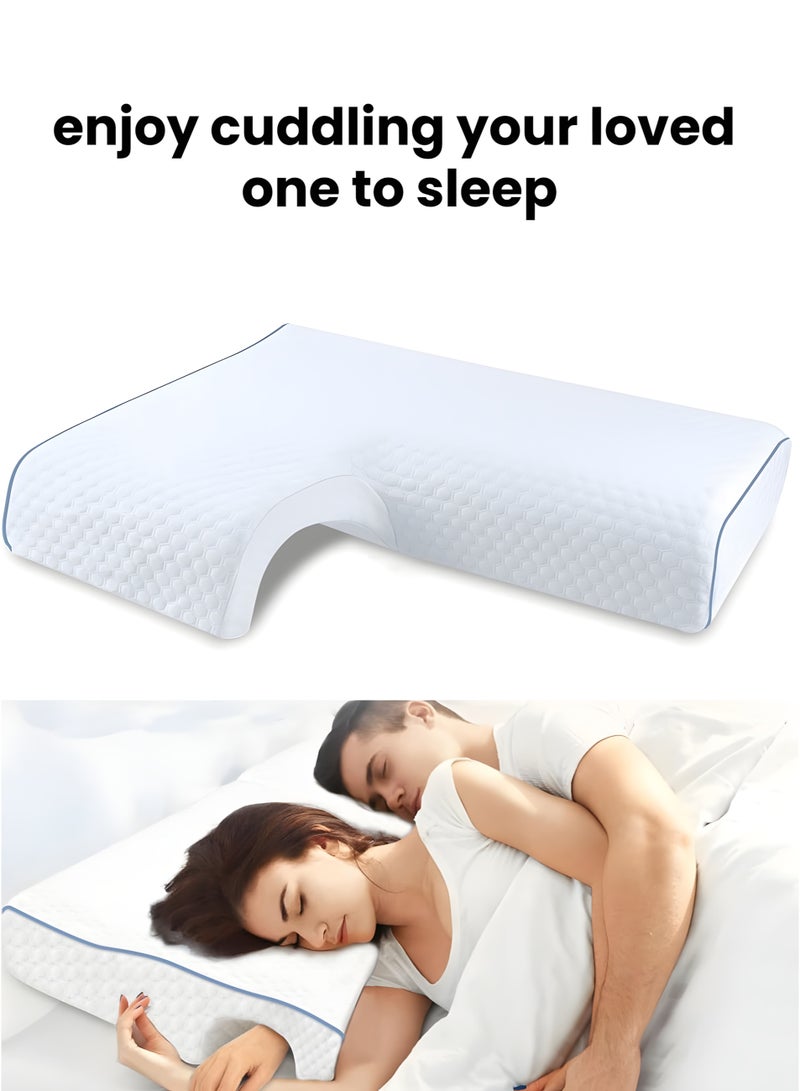 وسادة احتضان مقوسة من الإسفنج الذكي (Memory Foam) مخصصة للأزواج، وسادة نوم مقوسة مزودة بإسفنج ذكي بطيء الارتداد لدعم الذراع، وسادة مضادة لضغط اليد (للجانب الأيمن) - Image 1