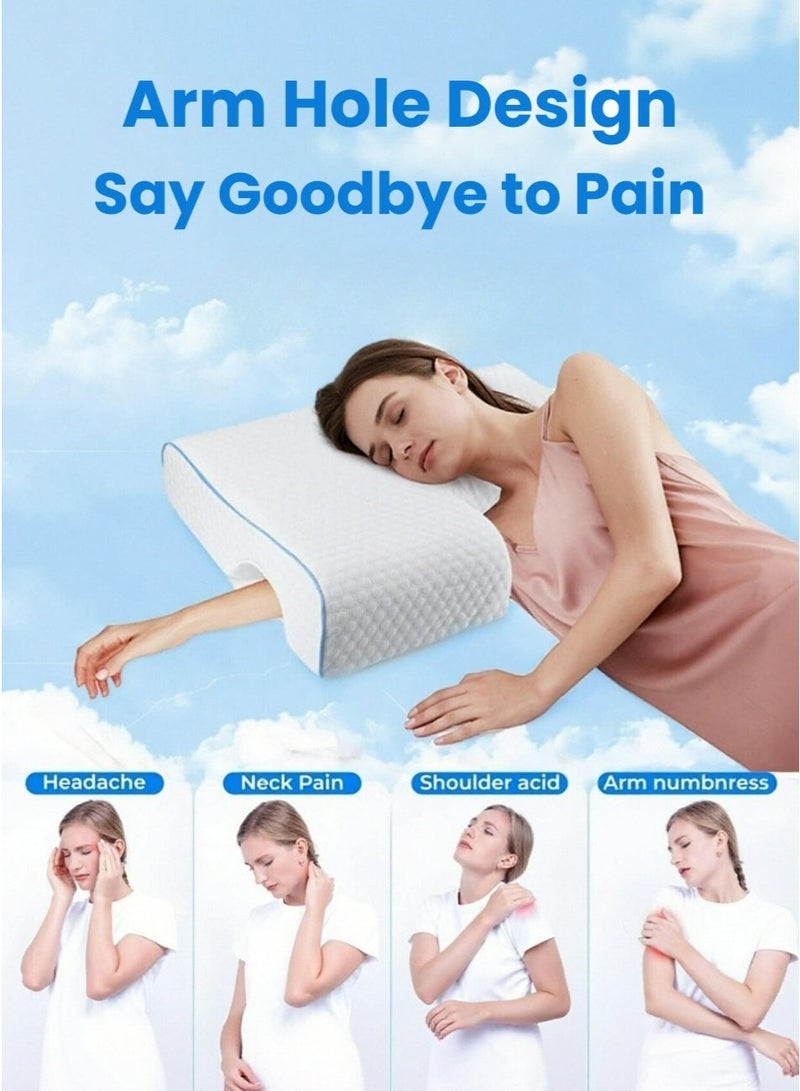 وسادة احتضان مقوسة من الإسفنج الذكي (Memory Foam) مخصصة للأزواج، وسادة نوم مقوسة مزودة بإسفنج ذكي بطيء الارتداد لدعم الذراع، وسادة مضادة لضغط اليد (للجانب الأيمن) - Image 2