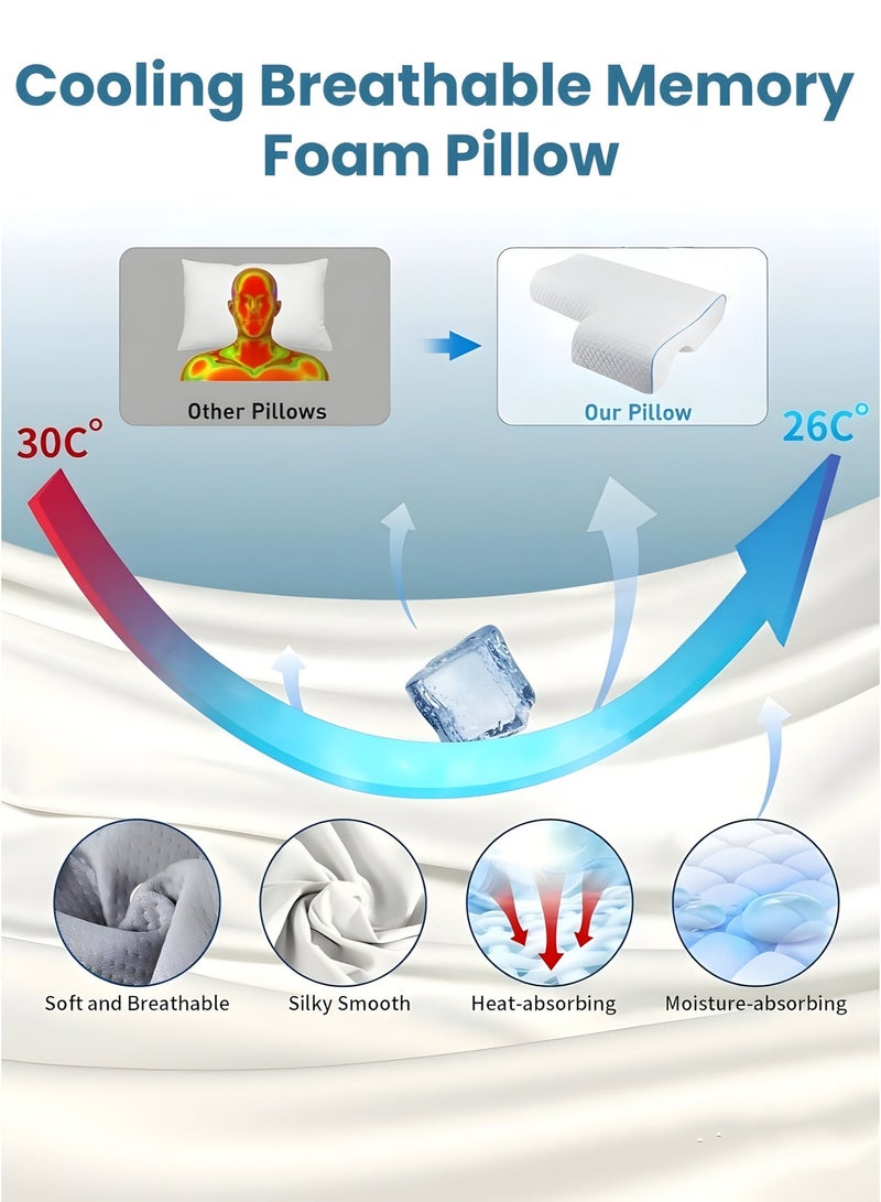 وسادة احتضان مقوسة من الإسفنج الذكي (Memory Foam) مخصصة للأزواج، وسادة نوم مقوسة مزودة بإسفنج ذكي بطيء الارتداد لدعم الذراع، وسادة مضادة لضغط اليد (للجانب الأيمن) - Image 3