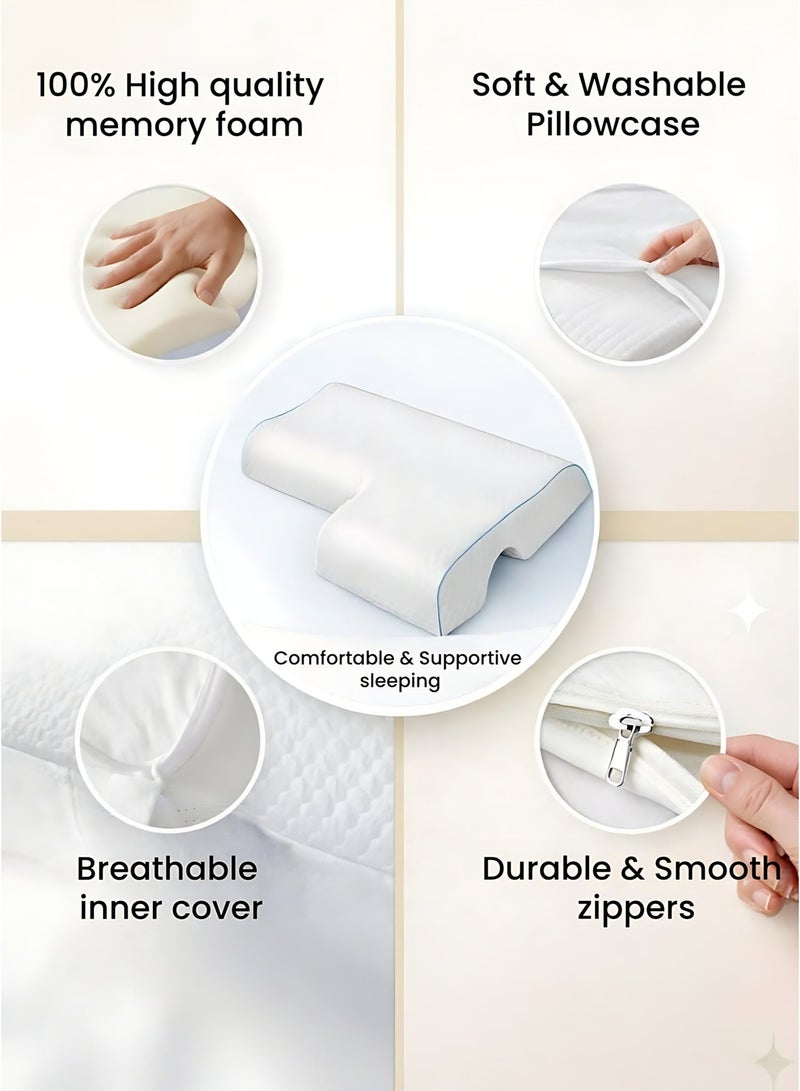 وسادة احتضان مقوسة من الإسفنج الذكي (Memory Foam) مخصصة للأزواج، وسادة نوم مقوسة مزودة بإسفنج ذكي بطيء الارتداد لدعم الذراع، وسادة مضادة لضغط اليد (للجانب الأيمن) - Image 4