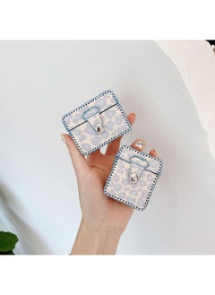 Suitable For AirPods 4 Headphone Case Cartoon All-inclusive Leather Case For Apple1/2 Generation Pro2 Bluetooth Protective Case One-piece Case-Color:One-piece Leather Case-blue Background Leopard Print-Model:Airpods 4 (protective Case)