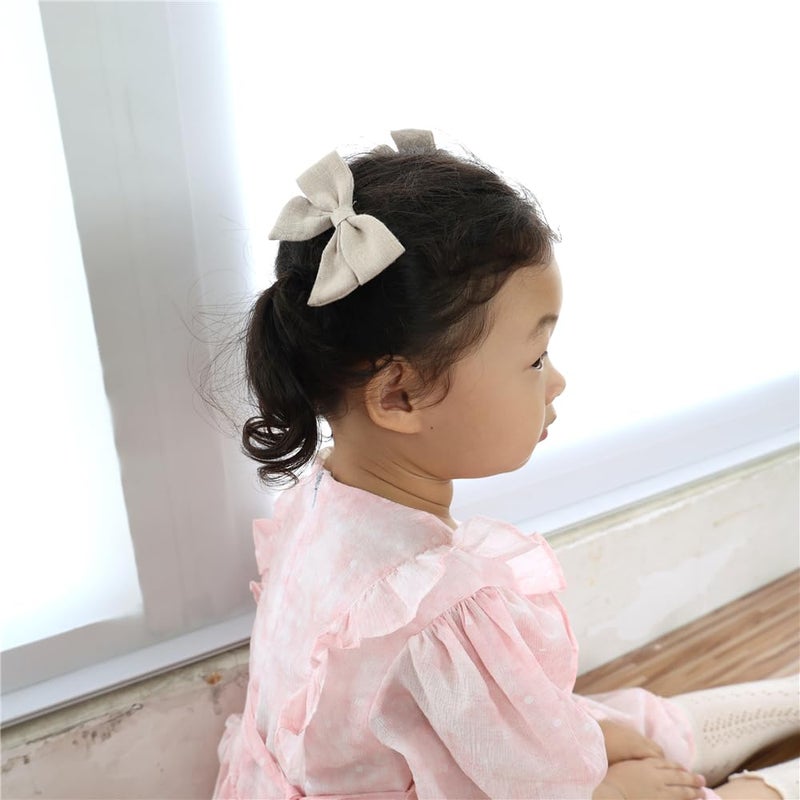 Sugarmelon 12 PCS Linen Bow Hair Clips for Baby Girls Toddler Kids Hair Bows Alligator Clips In Fringe Bangs Accessories (Assorted A) - Image 3