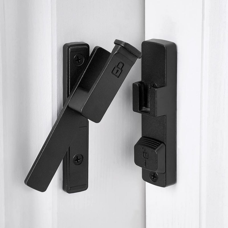 INIRET Matte Black 90 Degree Barn Door Lock,Flip Gate Latches Hardware,Zinc Alloy Right Angle Door Lock Latch,Protect Privacy,for Barn Door,Cabinets,Windows,Garden,Bathroom - Image 5