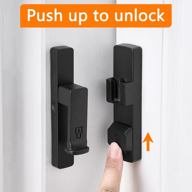 INIRET Matte Black 90 Degree Barn Door Lock,Flip Gate Latches Hardware,Zinc Alloy Right Angle Door Lock Latch,Protect Privacy,for Barn Door,Cabinets,Windows,Garden,Bathroom - Image 3