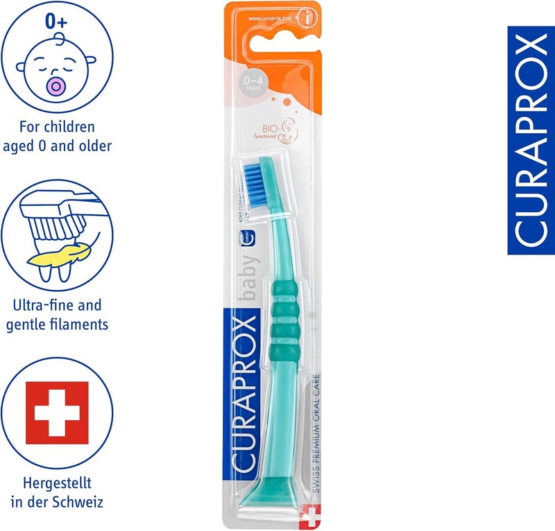 CURAPROX Baby Toothbrush, Green - Soft toothbrush for babies & kids 0-4 years old - 4260 Extra-fine CUREN® Filaments for gentle, efficient brushing. - Image 1