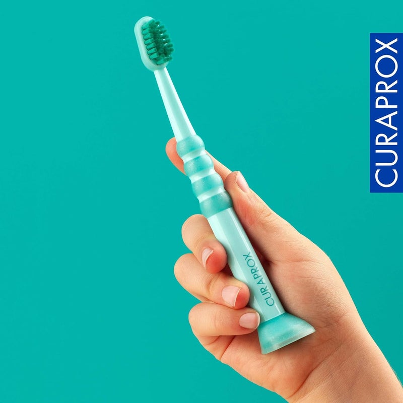 CURAPROX Baby Toothbrush, Green - Soft toothbrush for babies & kids 0-4 years old - 4260 Extra-fine CUREN® Filaments for gentle, efficient brushing. - Image 3