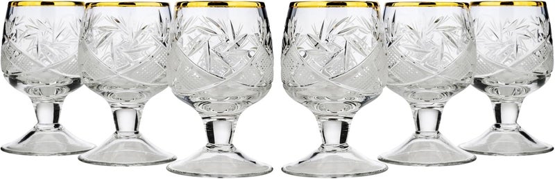 WG5290G-X, 1.7 Oz. Crystal Cut Sherry Glasses with Short Stem, Classic Hand-Made Liqueur Cordial/Vodka Shot Glasses, Wedding Gift Drinkware, Set of 6