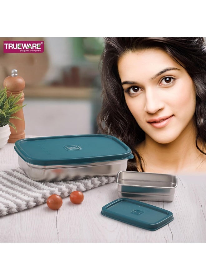 Trueware علبة غداء ترووير المصنوعة من الفولاذ المقاوم للصدأ، صغيرة الحجم وكبيرة الحجم (150 مل + 900 مل مع غطاء محكم الإغلاق | علبة غداء للرجال/النساء/للمكتب/للجامعة) - Image 3